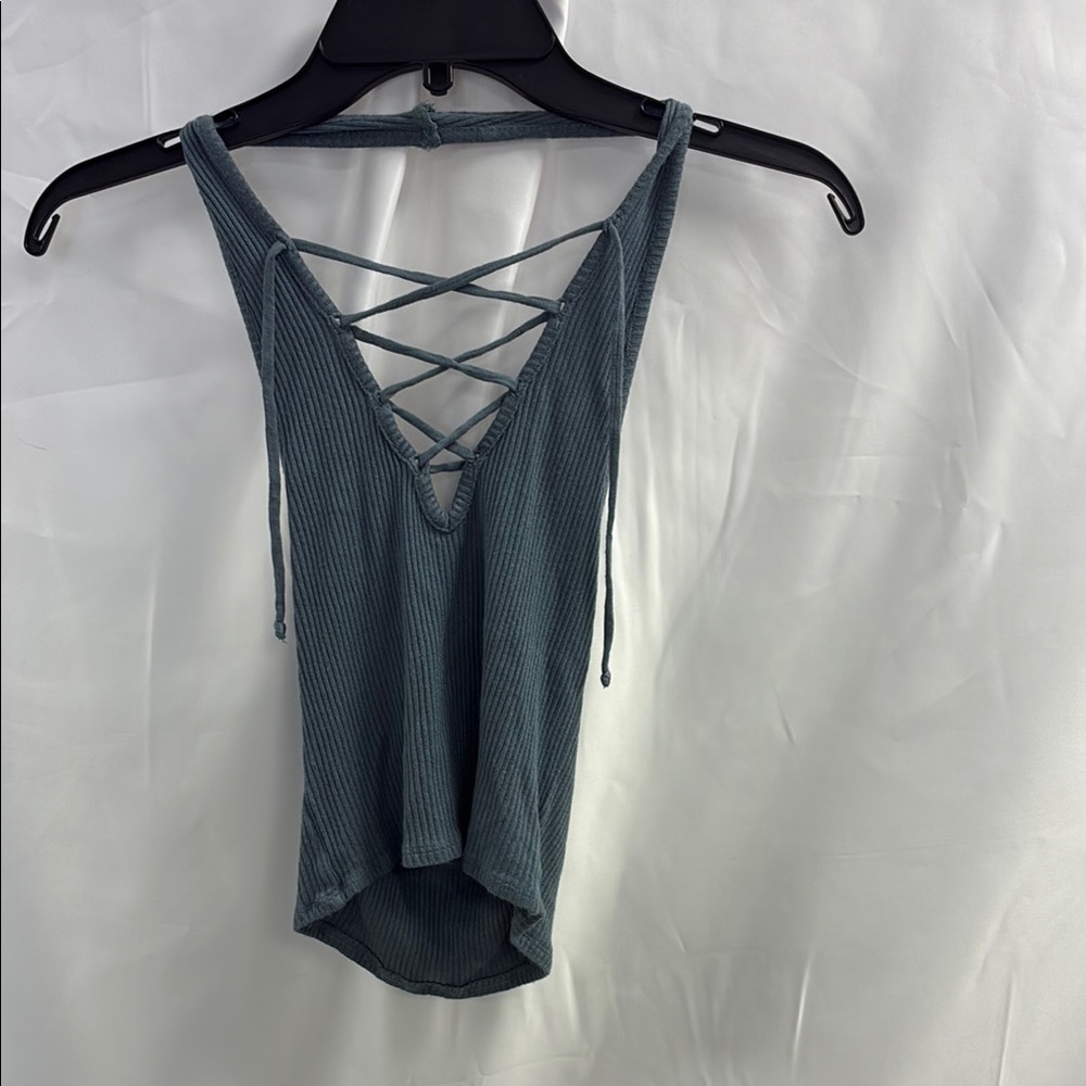 Urban Outfitters Teal Crisscross Halter Top